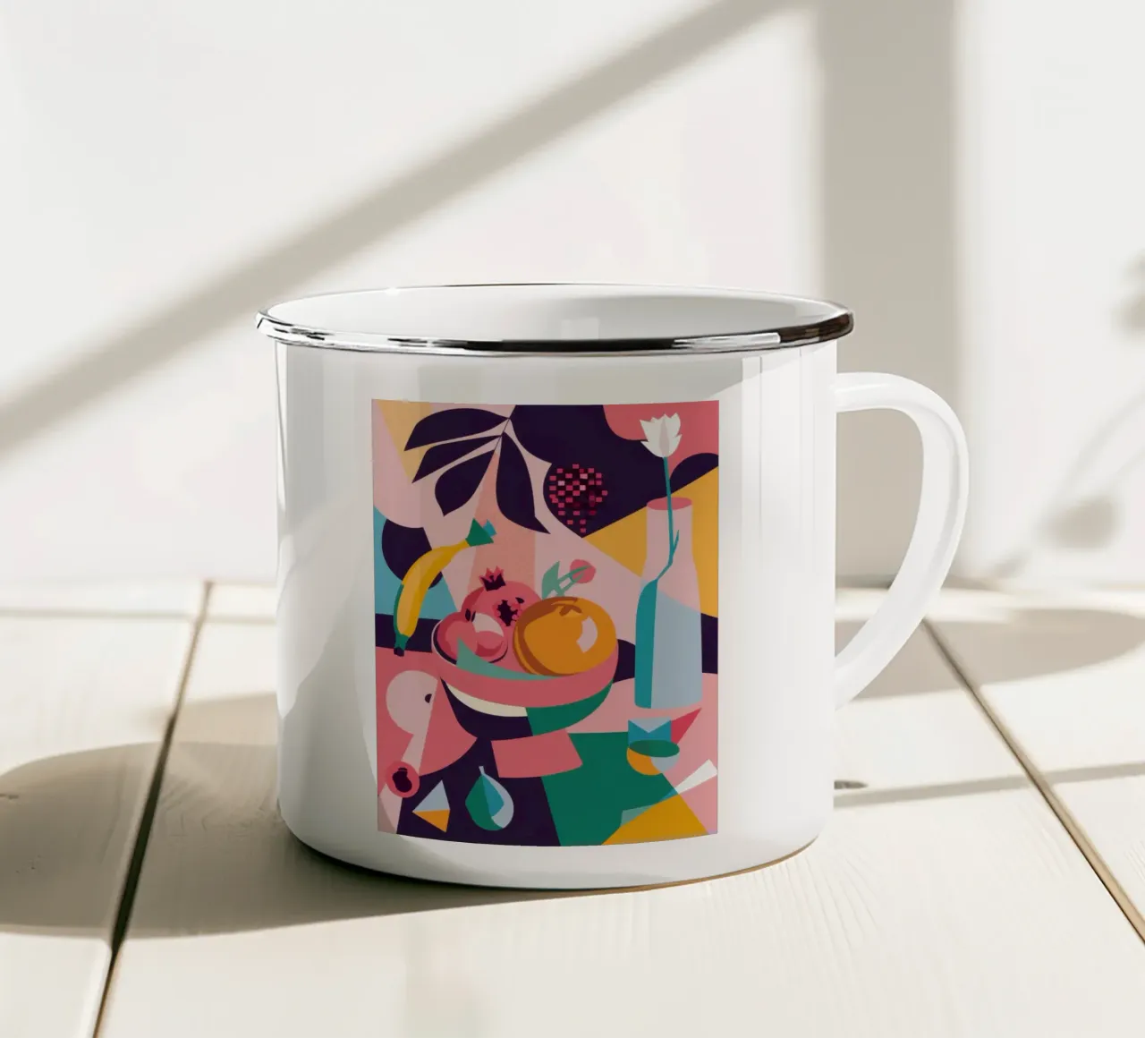 Forme astratte di frutta tazza in smalto da Sun Riser