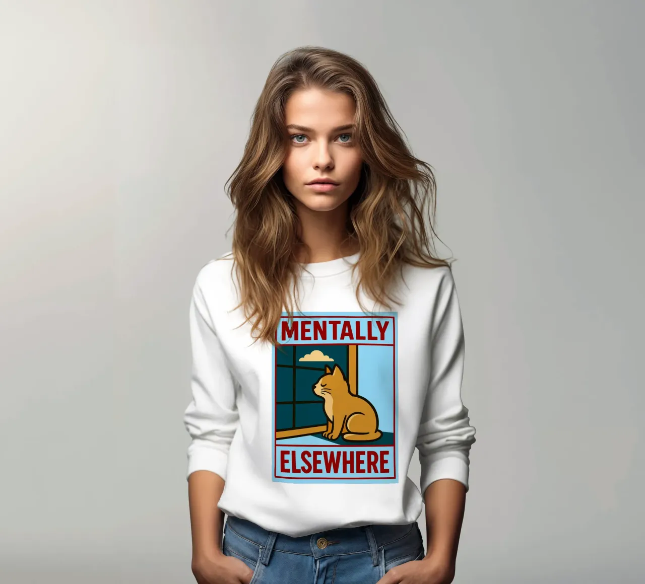 mentalmente en otra parte gato divertido sudadera de Toolee