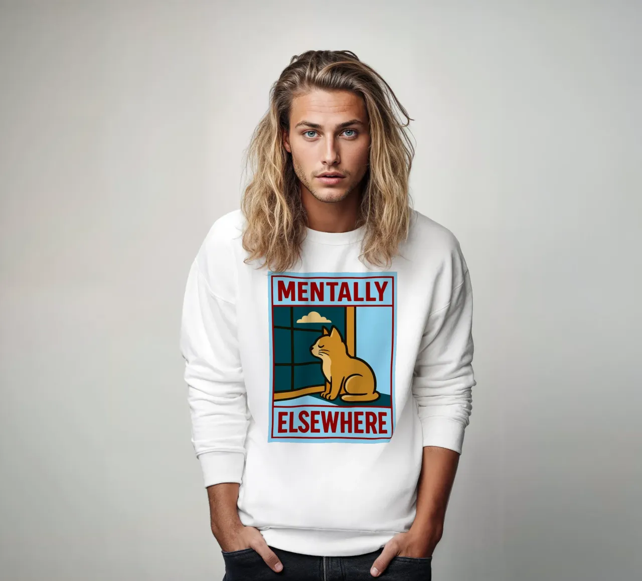 mentalmente en otra parte gato divertido sudadera de Toolee