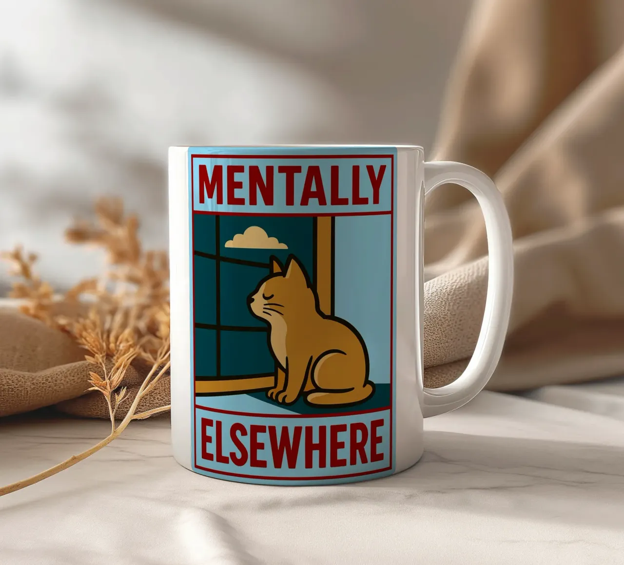 mentalmente altrove gatto divertente tazza in ceramica da Toolee