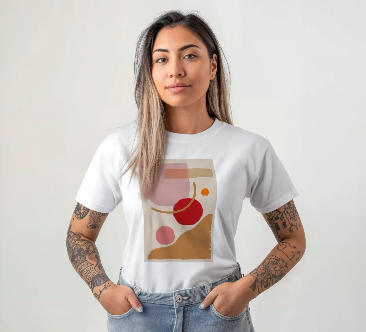 Blush Abstract Compositie t-shirt van Sun Riser