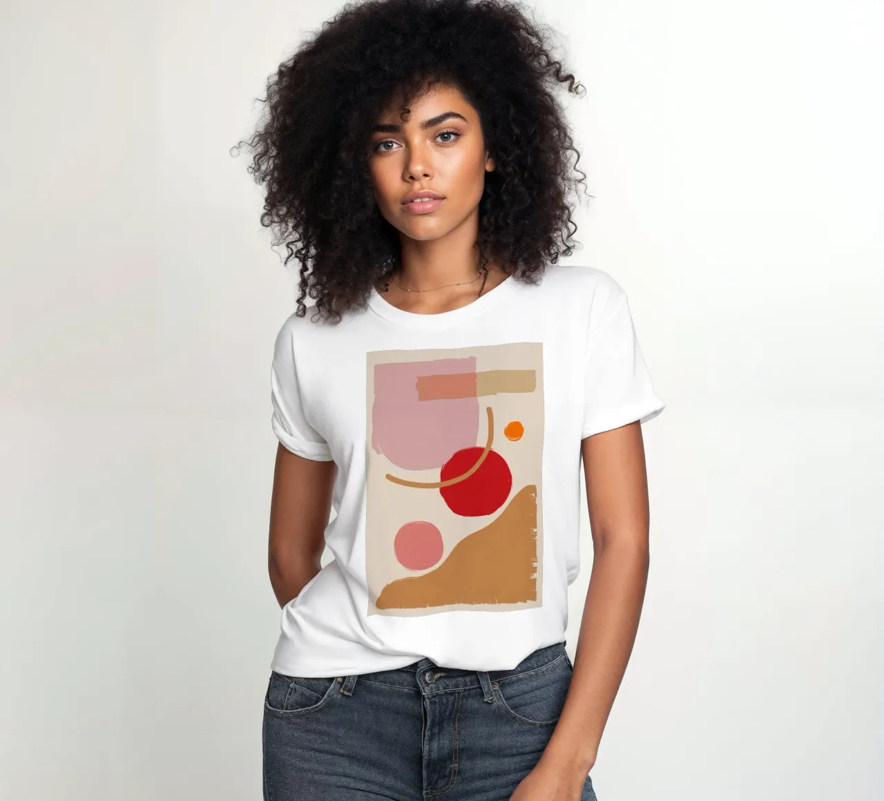 Blush Abstract Compositie dames t-shirt getailleerd van Sun Riser