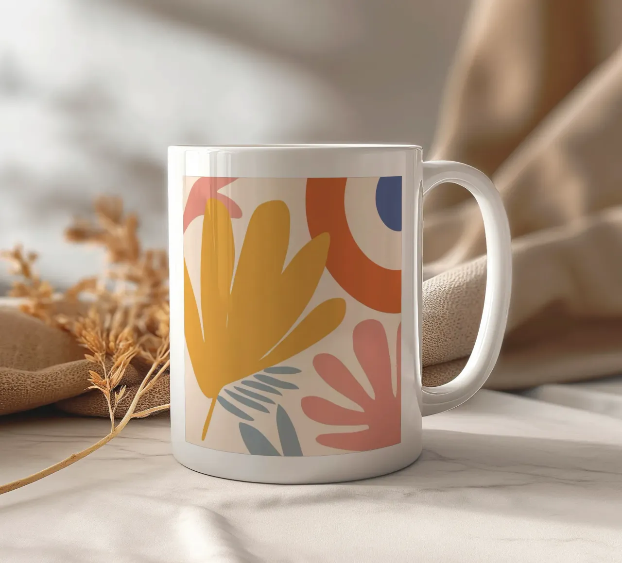 Astratto floreale dorato tazza in ceramica da Sun Riser