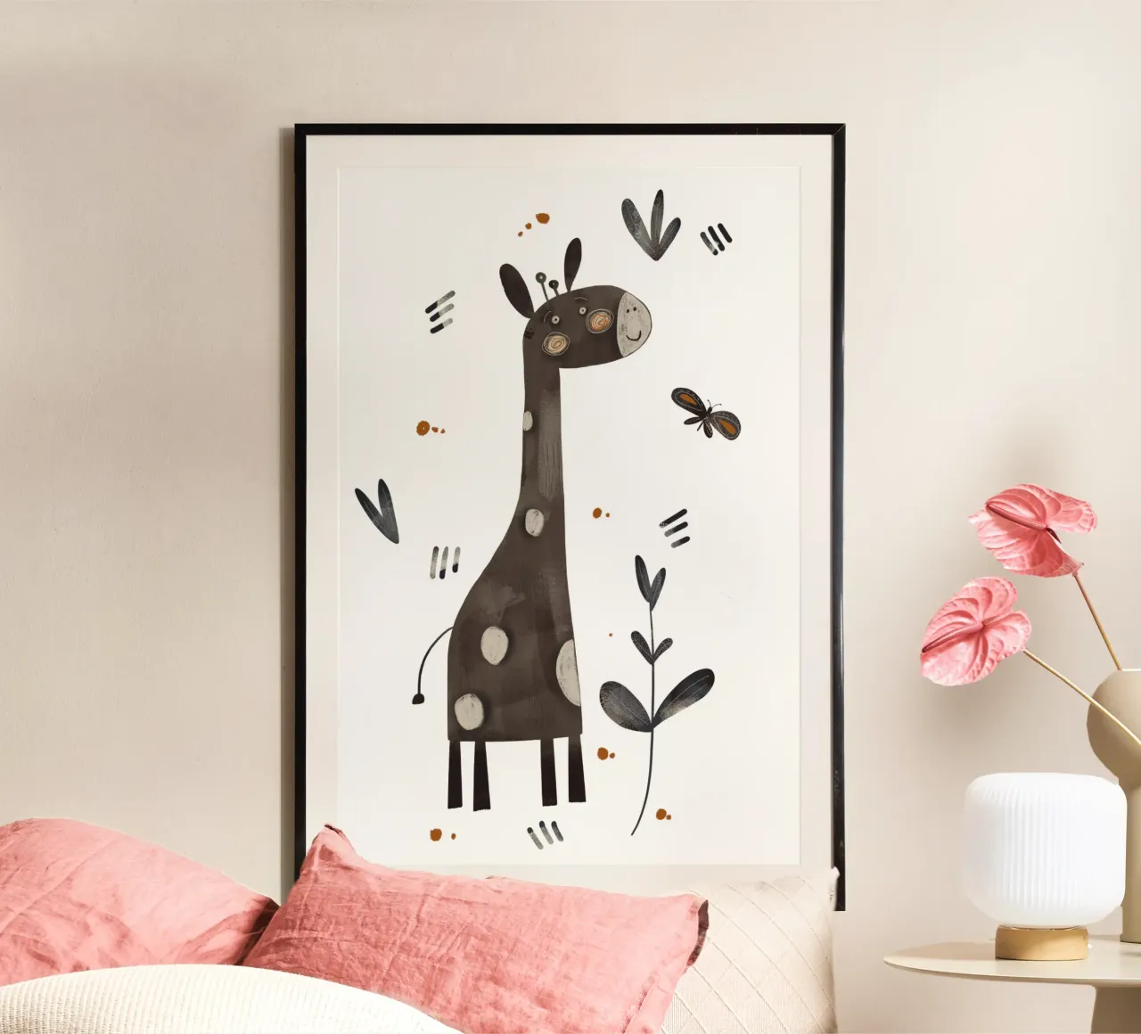 Nelli Suneli - Giraffa poster con telaio in legno da The Artcircle