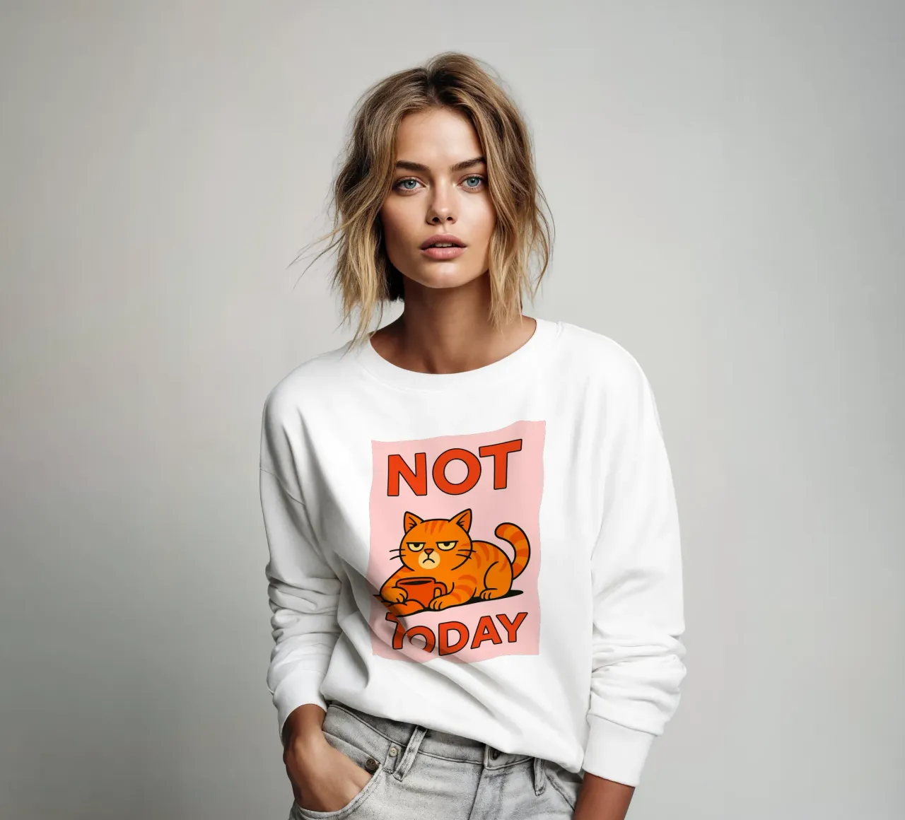 non oggi gatto divertente felpa da Toolee