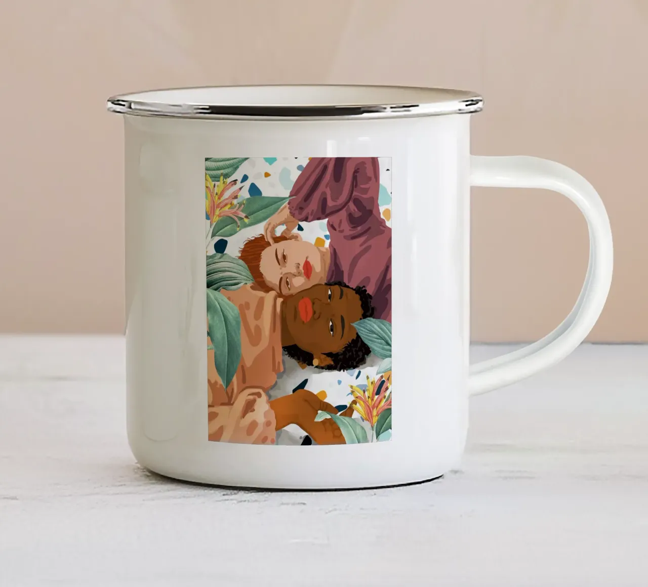 L'amore non è un colore. Il carattere non è una sfumatura di pelle tazza in smalto da 83oranges