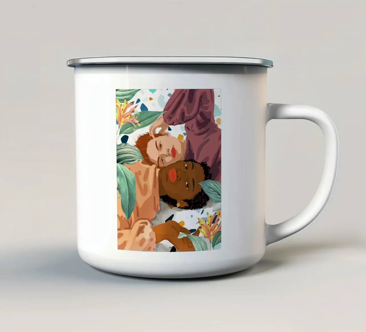L'amore non è un colore. Il carattere non è una sfumatura di pelle tazza in smalto da 83oranges