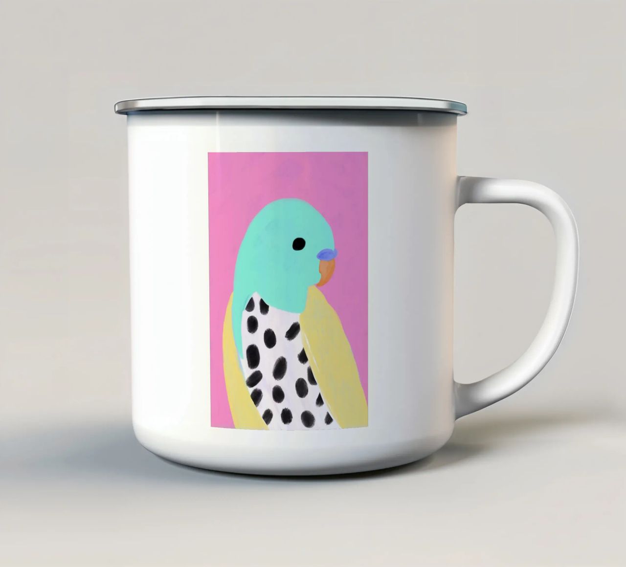 Wellensittich Hansi tazza in smalto da Hej Ibiza by Ute Arnold