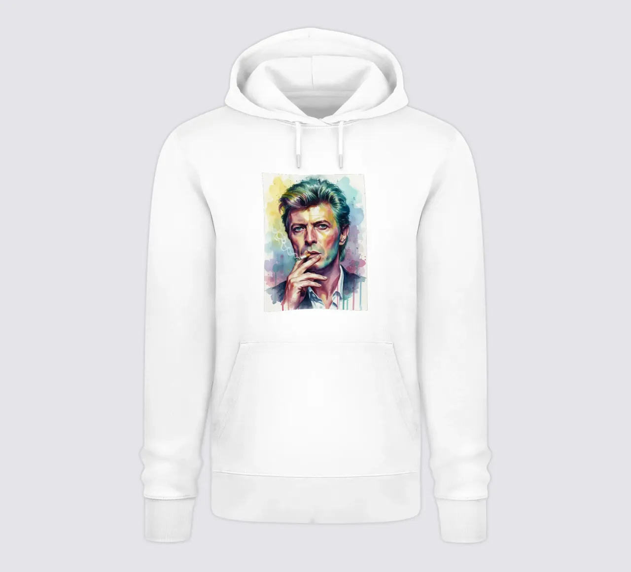 David Bowie che fuma dipinto d'arte felpa con cappuccio da Kalis