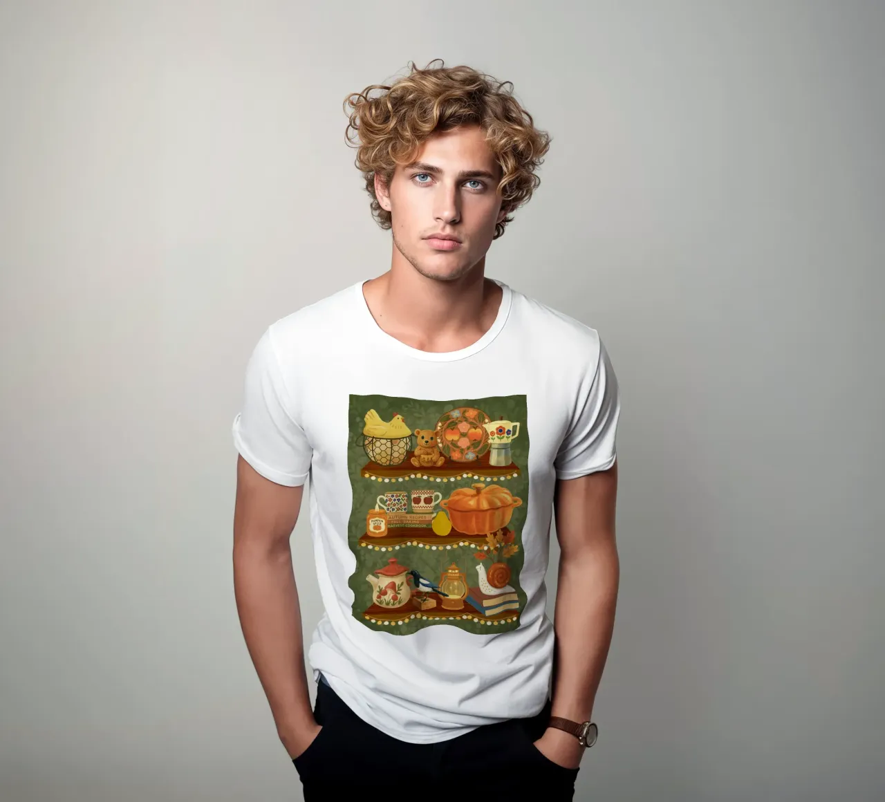 Storia di scaffali d'autunno t-shirt da Taika Tori Art