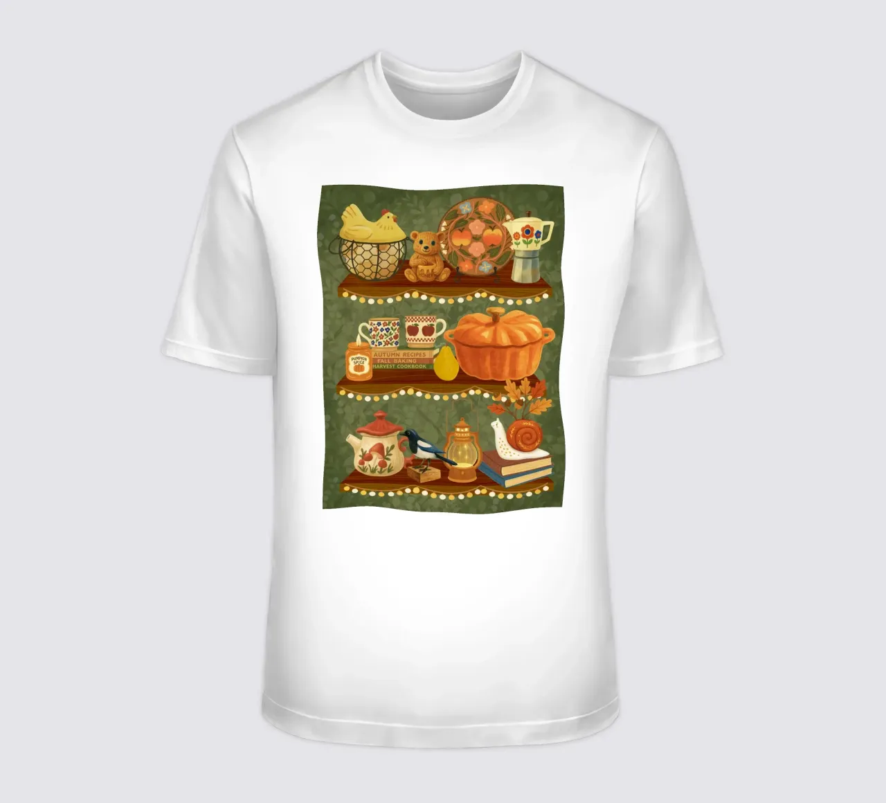 Storia di scaffali d'autunno t-shirt da Taika Tori Art