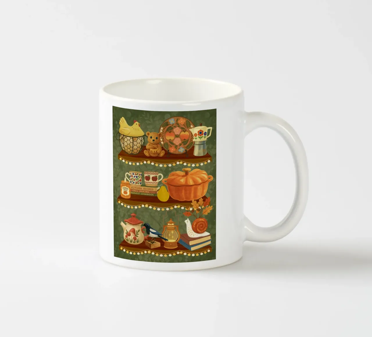 Storia di scaffali d'autunno tazza in ceramica da Taika Tori Art