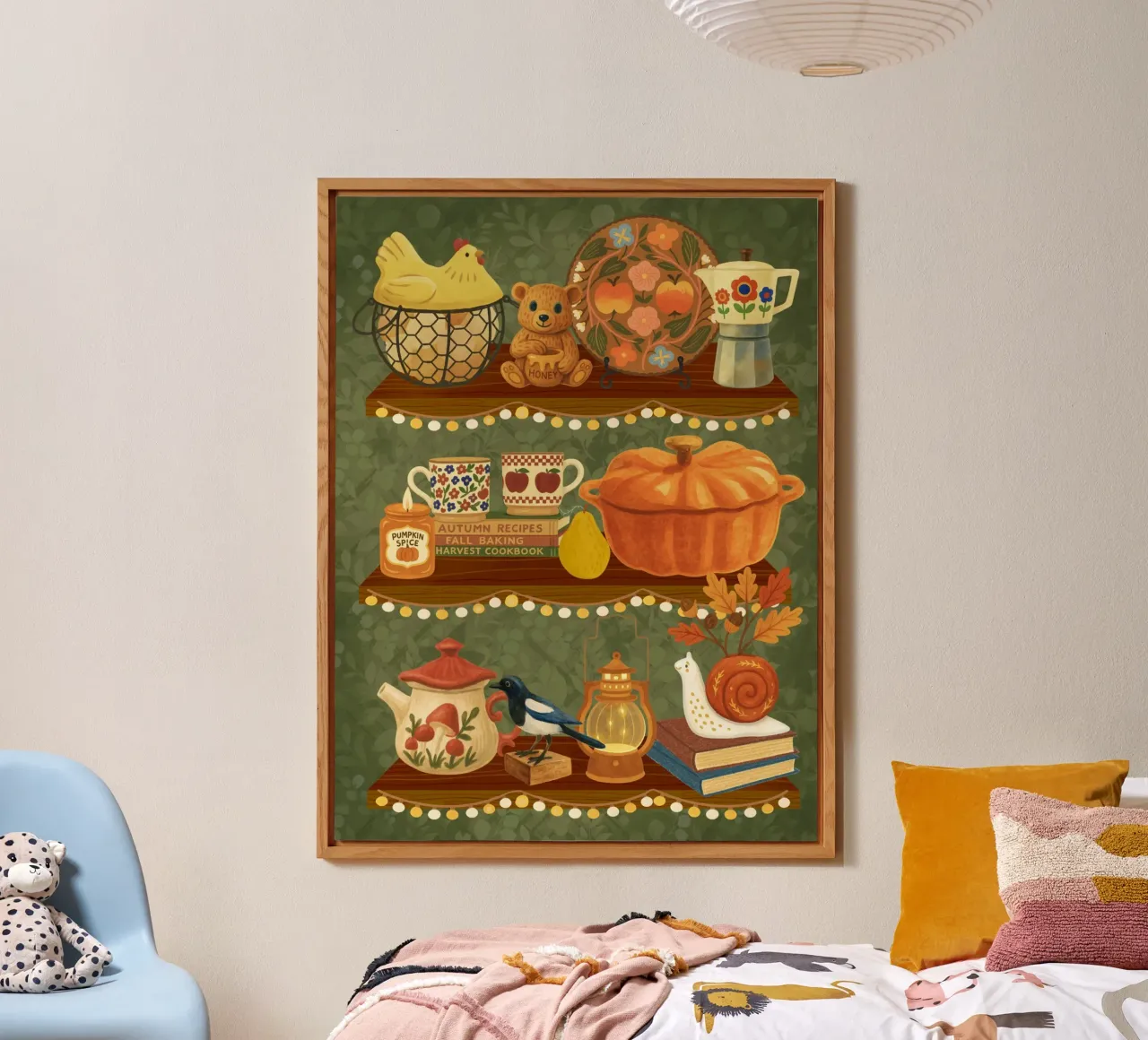 Storia di scaffali d'autunno alluminio dibond da Taika Tori Art