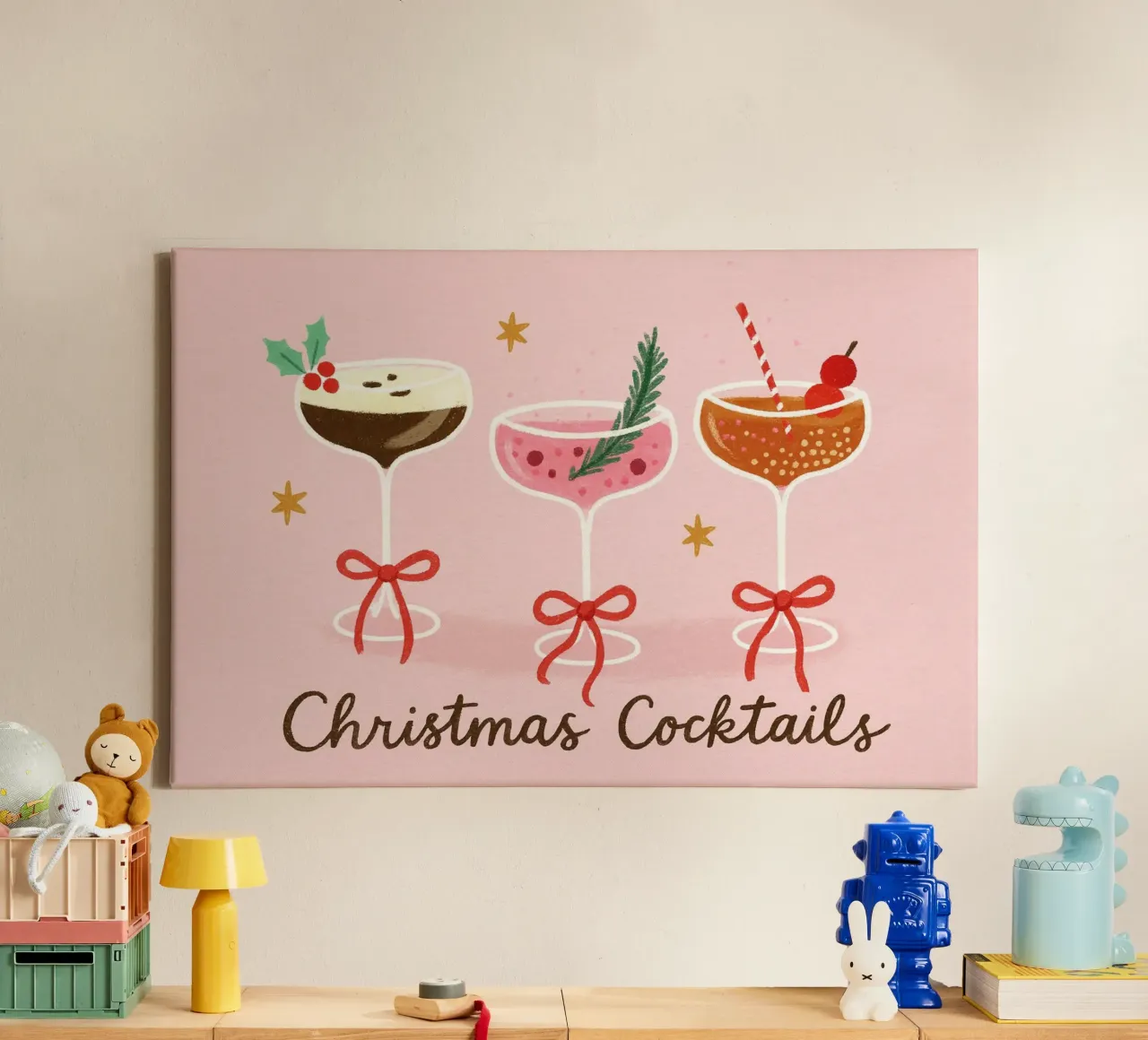 Cheers pinky Christmas canvas by PurePeachChristmas