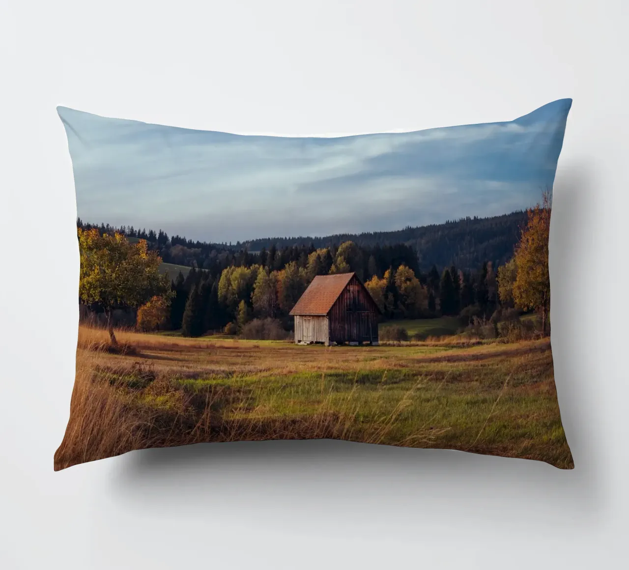 Fienile d'autunno in Svizzera cuscino da mbgraphx2