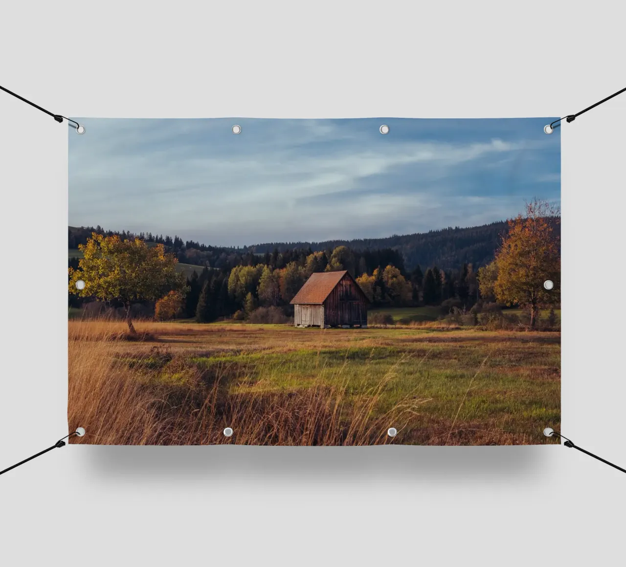 Herbstscheune in der Schweiz PVC Plane von mbgraphx2