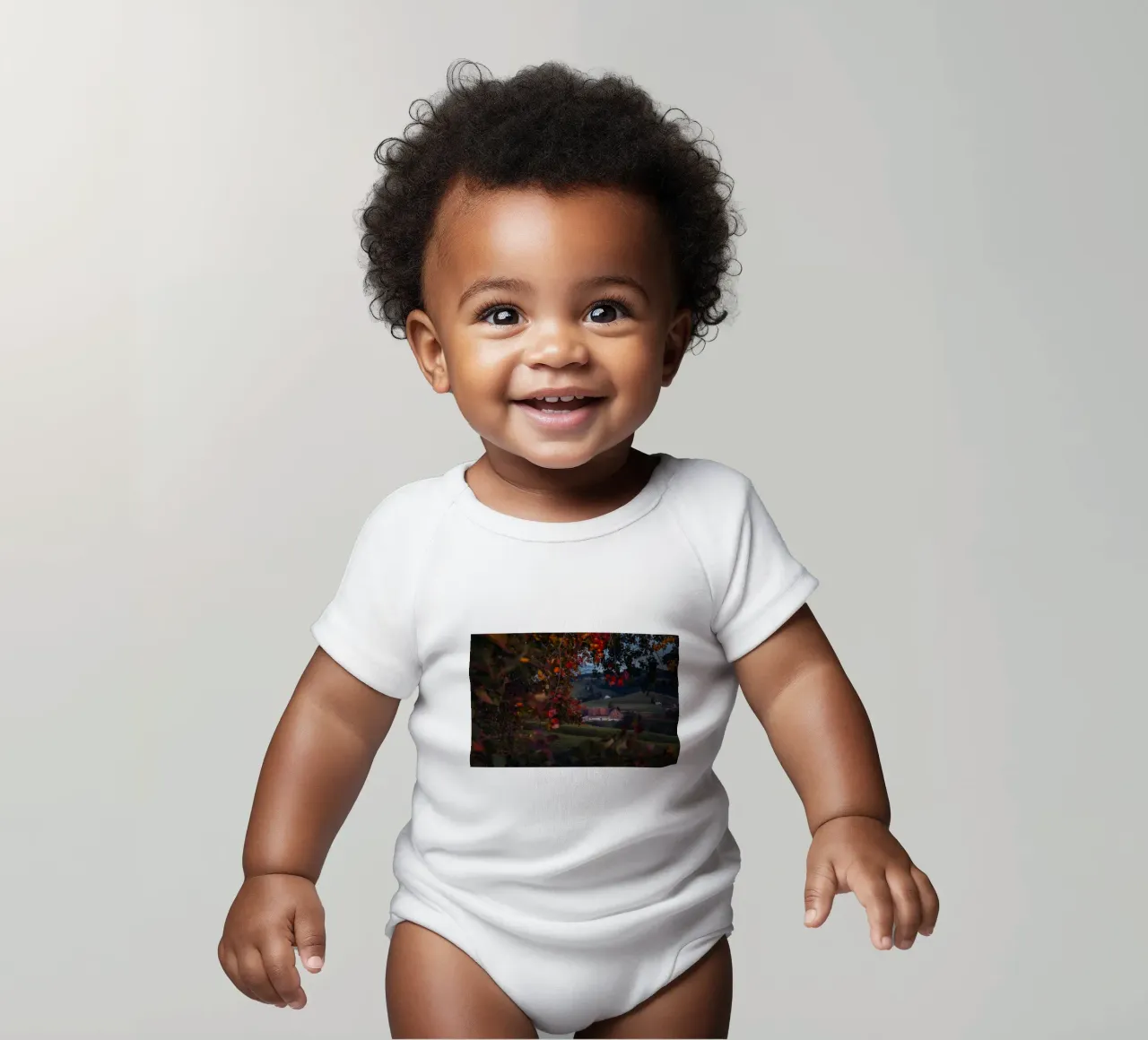 Herbstscheune in der Schweiz Kurzarm Babybody von mbgraphx2