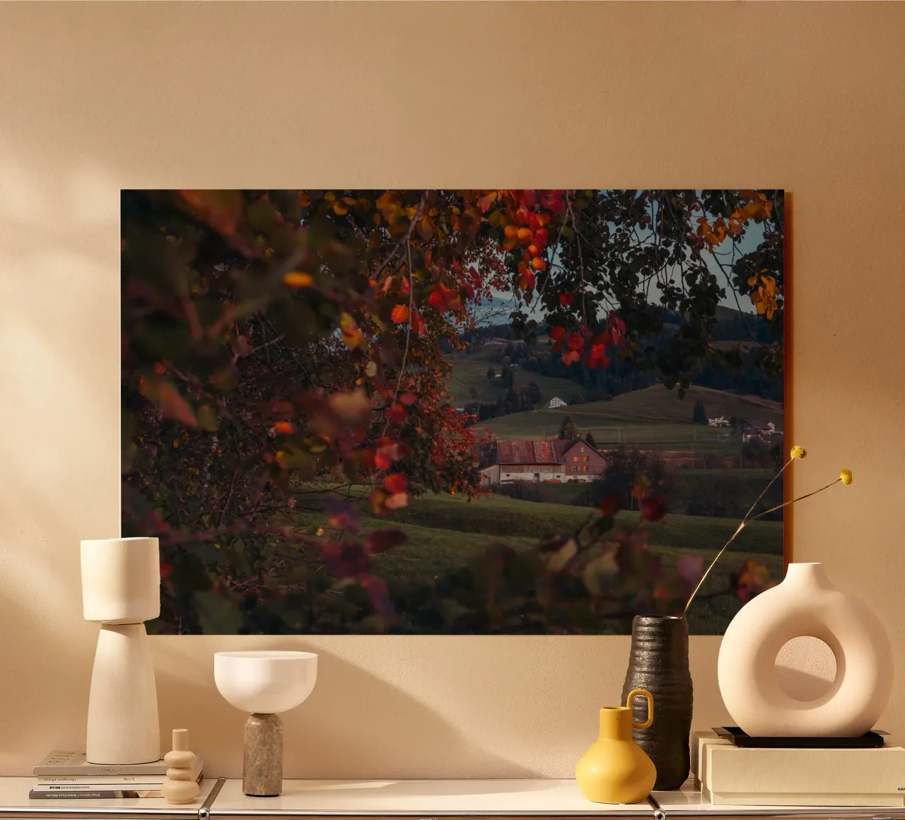 Herbstscheune in der Schweiz Acryl-Glas von mbgraphx2