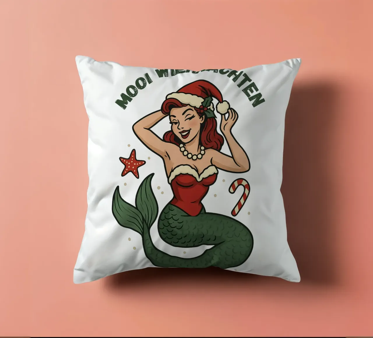 Mooi Wiehnachten - Sirena di Natale in basso tedesco cuscino da Fies&Fein