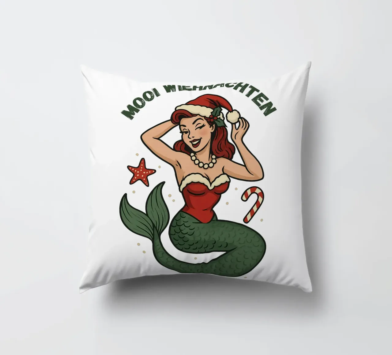 Mooi Wiehnachten - Sirena di Natale in basso tedesco cuscino da Fies&Fein