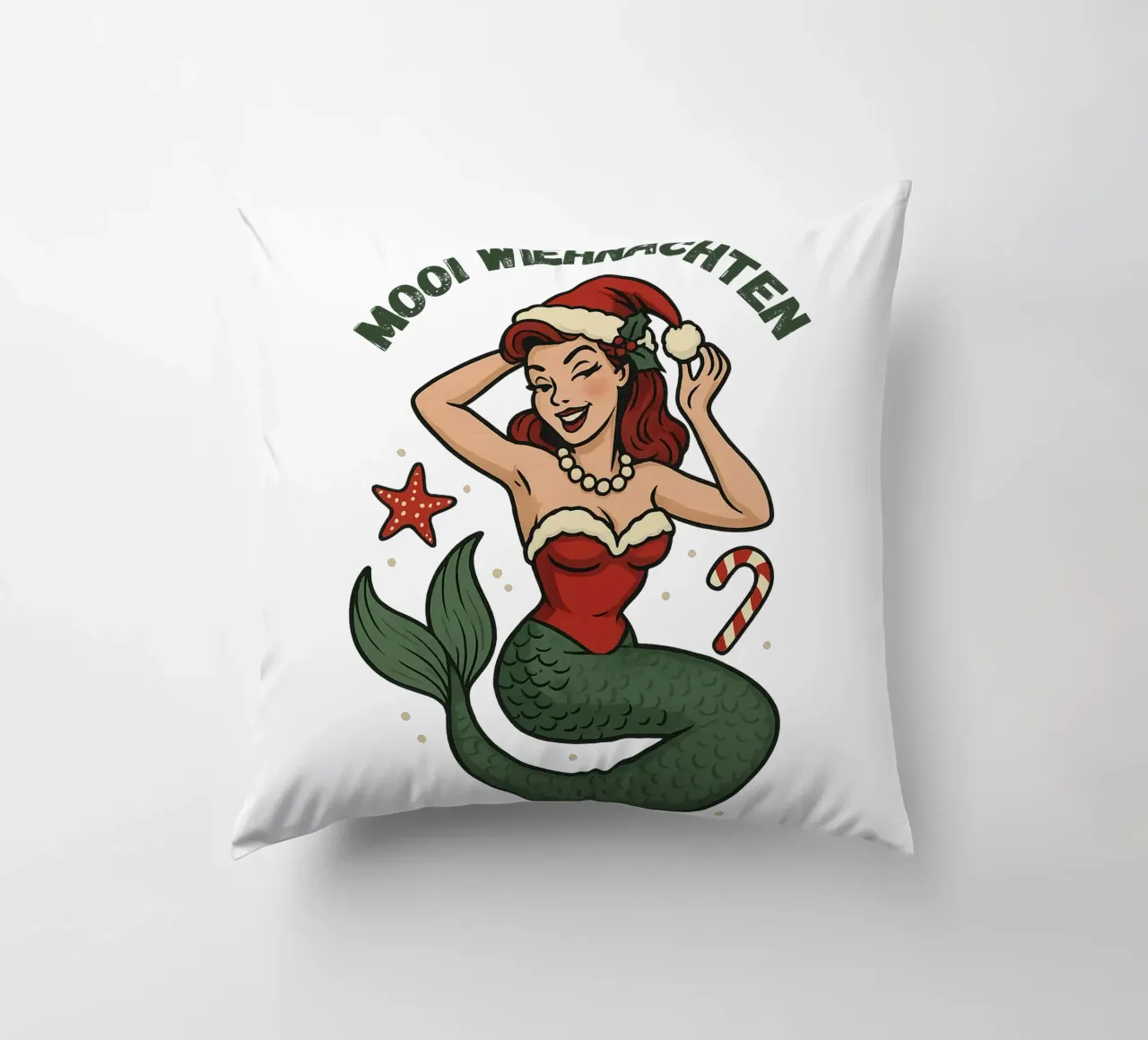 Mooi Wiehnachten - Sirena di Natale in basso tedesco cuscino da Fies&Fein
