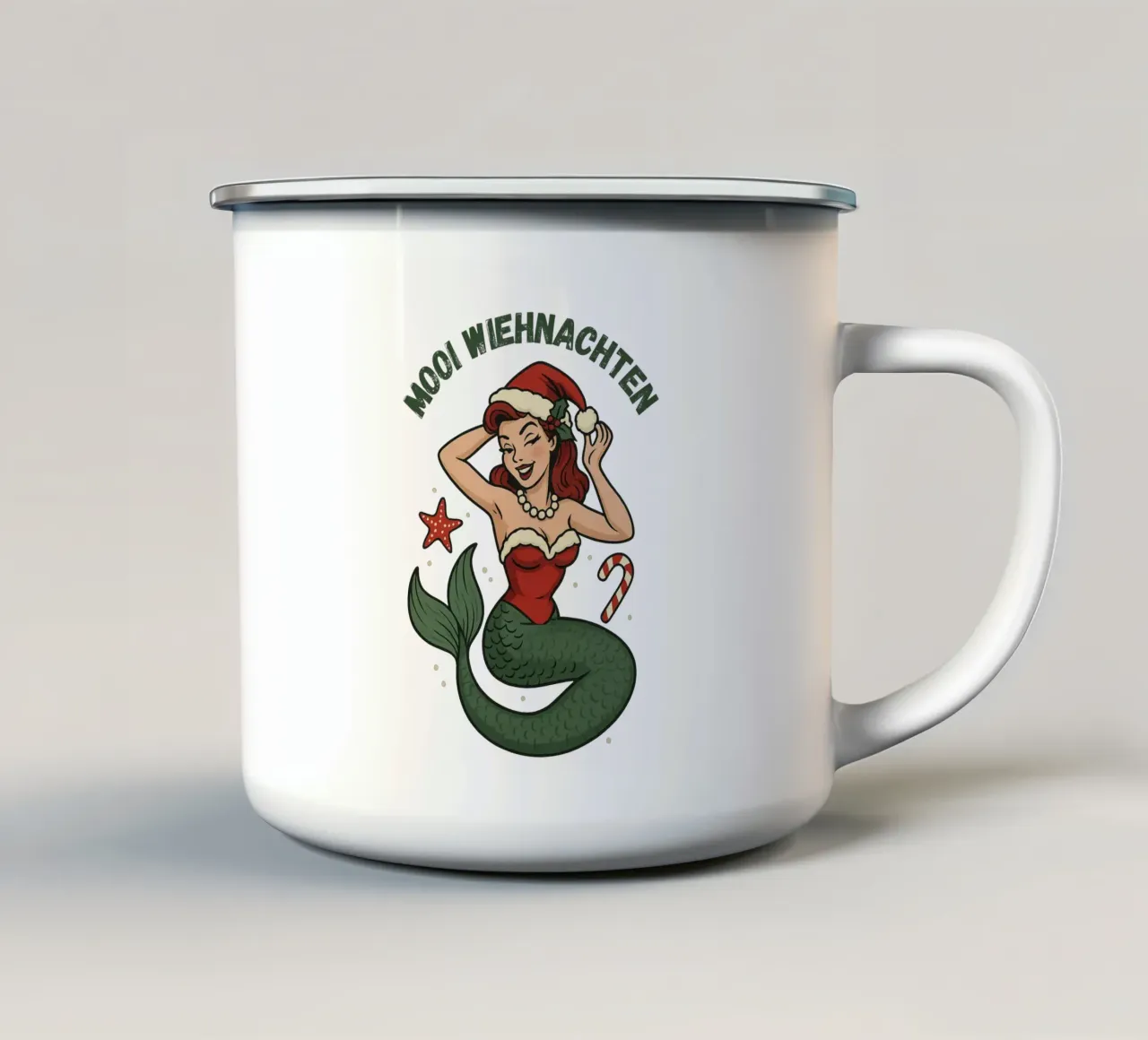 Mooi Wiehnachten - Sirena di Natale in basso tedesco tazza in smalto da Fies&Fein