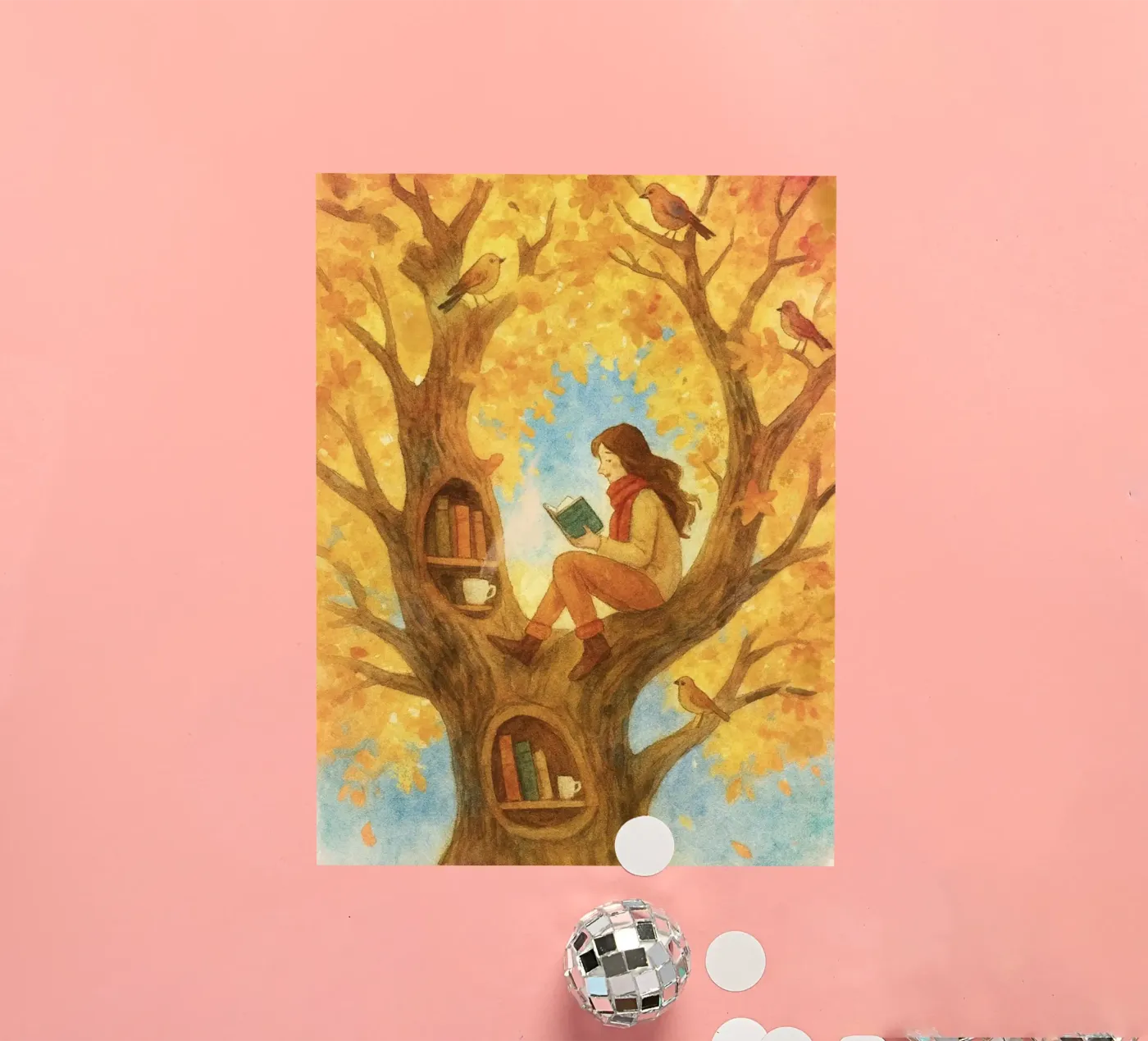 The avid tree reader sticker van Taika Tori Art