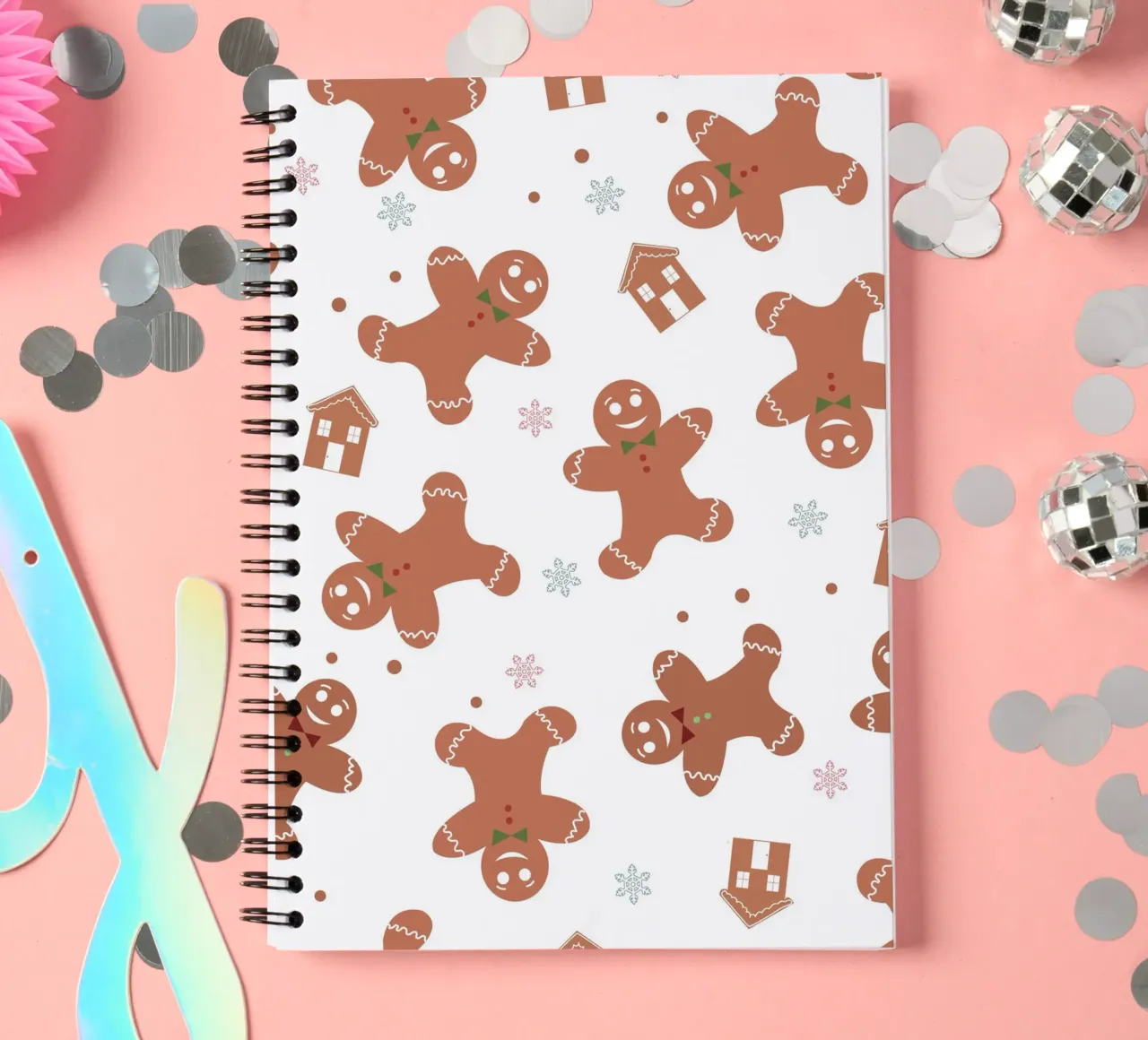 Gingerbread pattern with cookies spiral notebook by GalerieGG