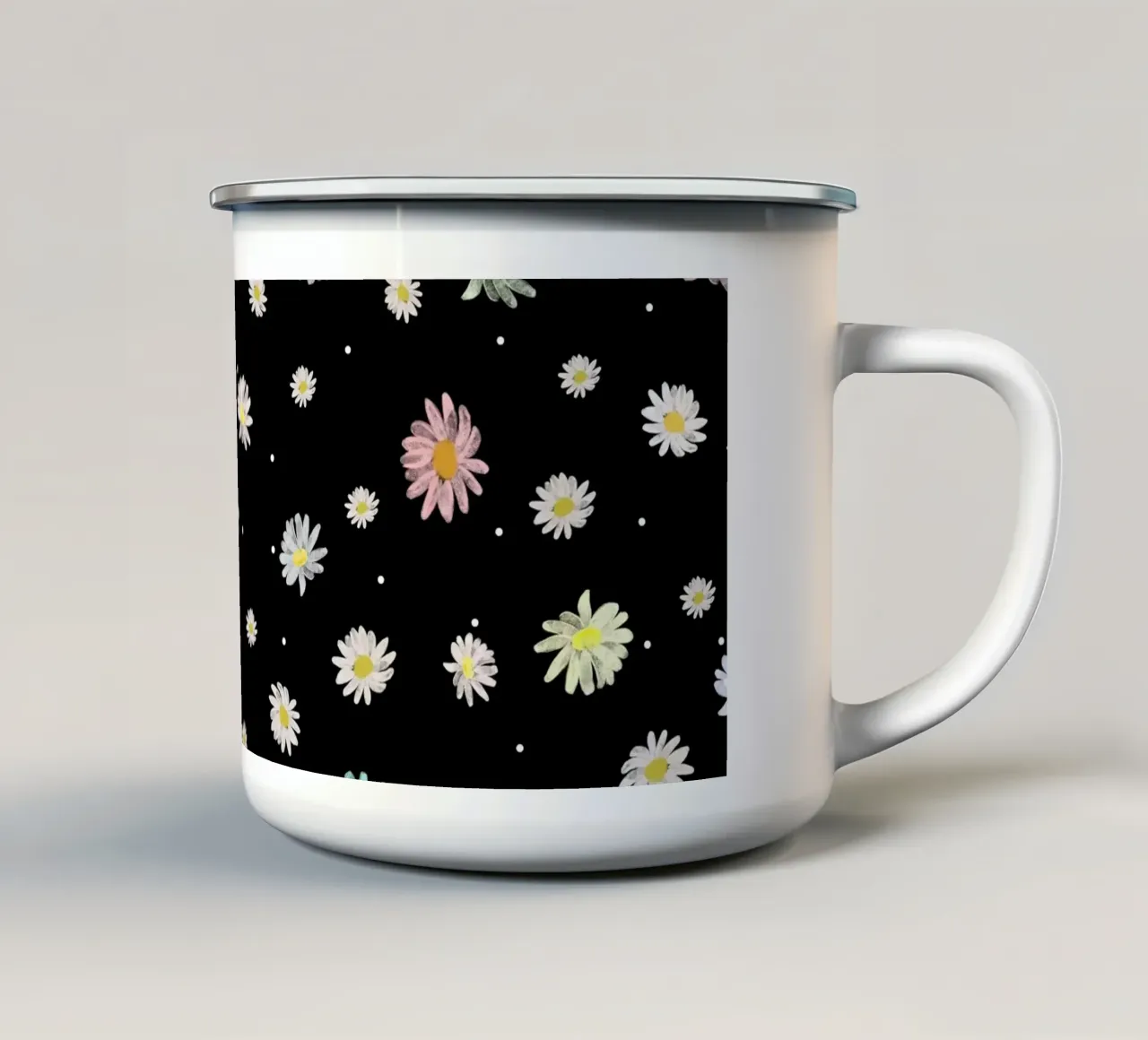 Fiori pastello disegnati a mano tazza in smalto da GalerieGG