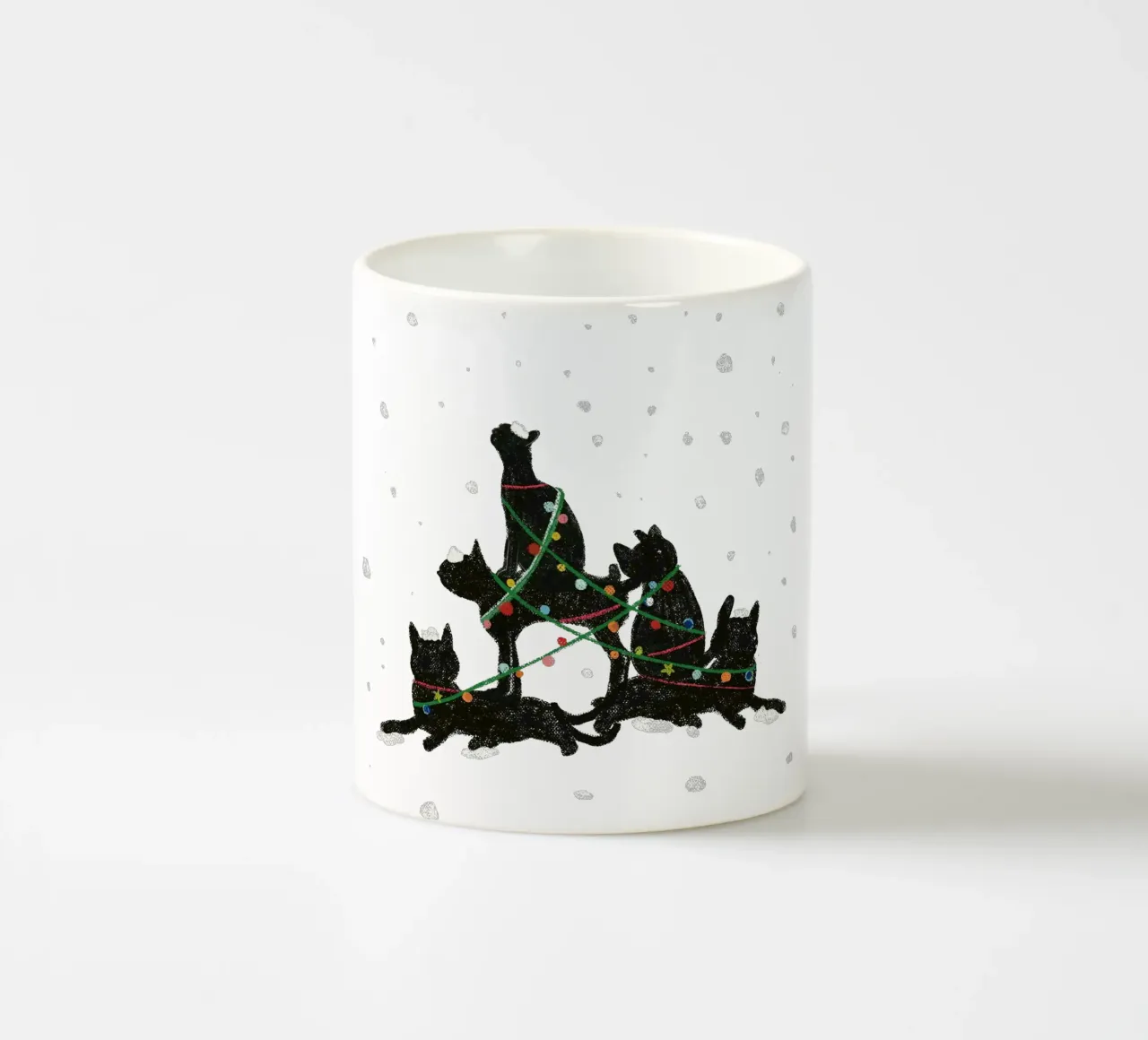 Gatto nero con lampadine di Natale tazza in ceramica da GalerieGG