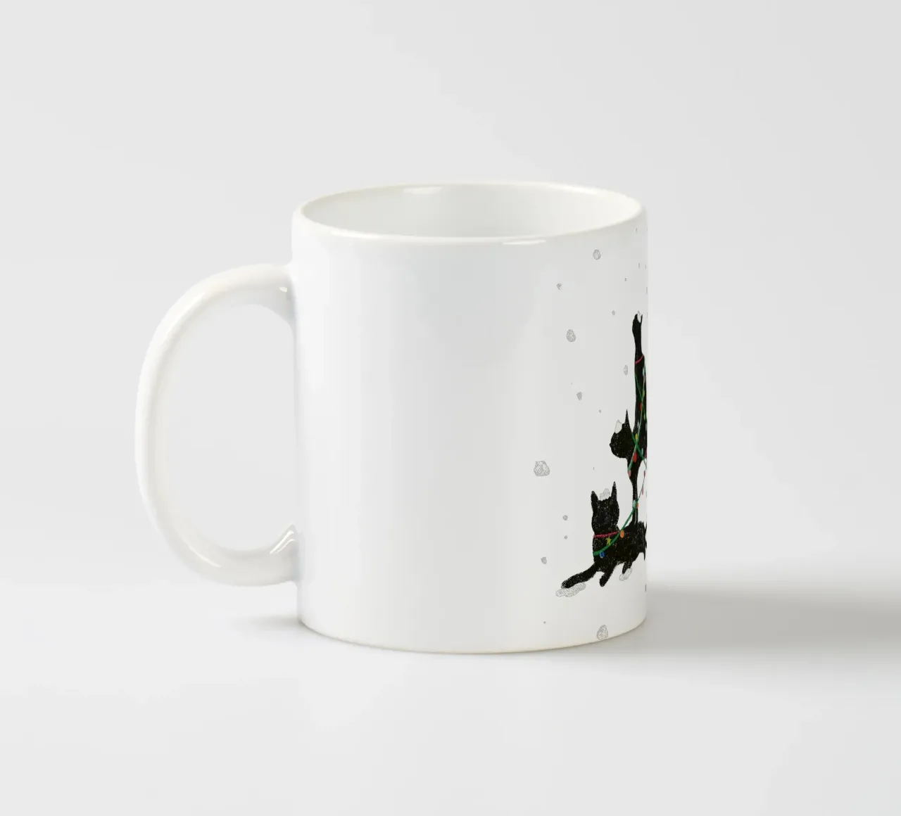 Gatto nero con lampadine di Natale tazza in ceramica da GalerieGG