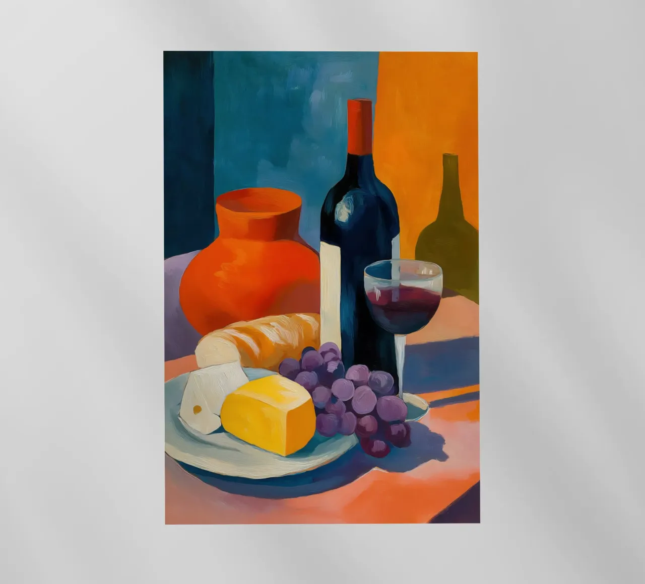 Le cose semplici | Natura morta di vino, formaggio e pane pellicola backlit da Autofocus