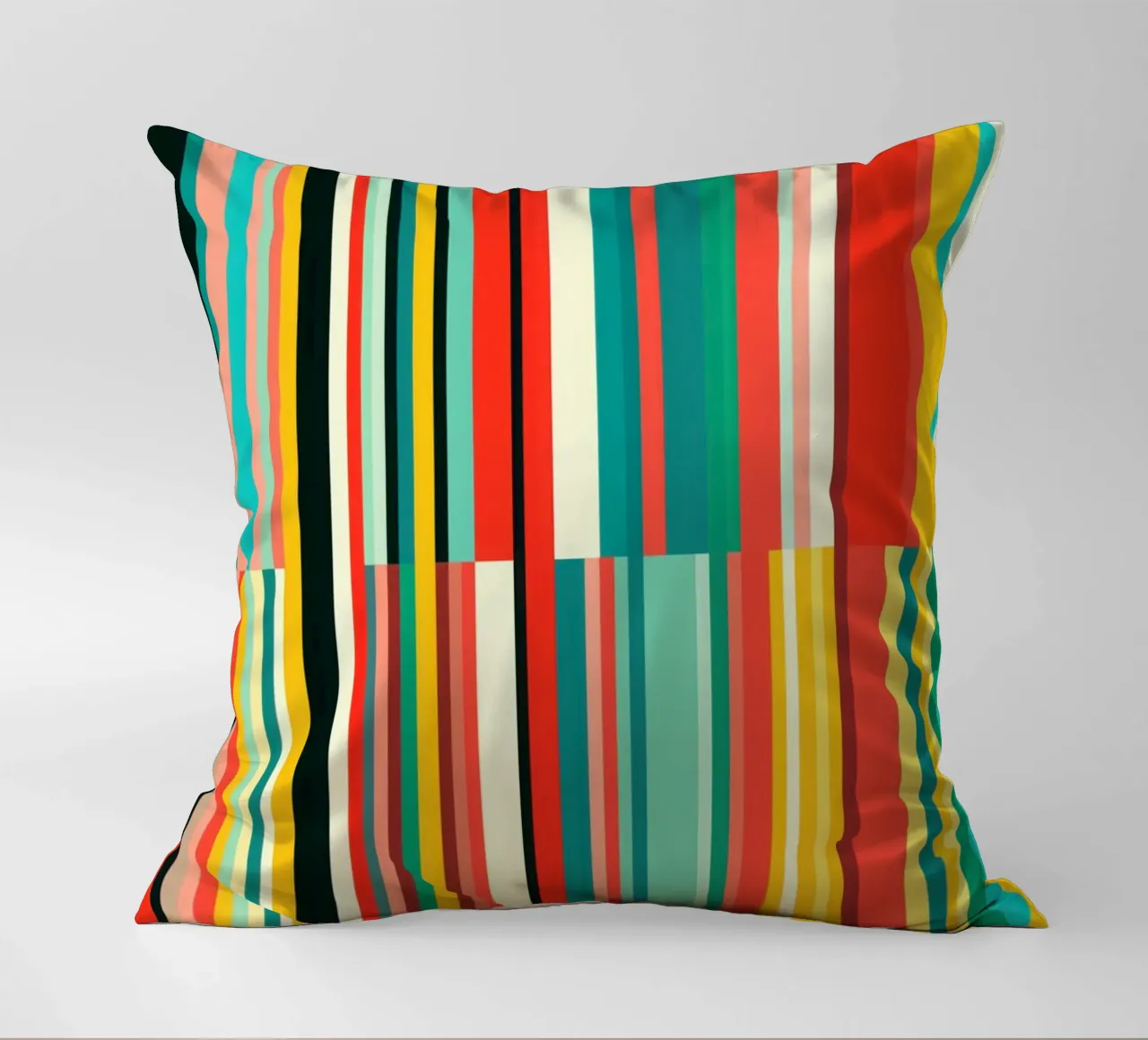 Codice a barre retrò e motivo astratto a strisce Op-Art cuscino da Autofocus