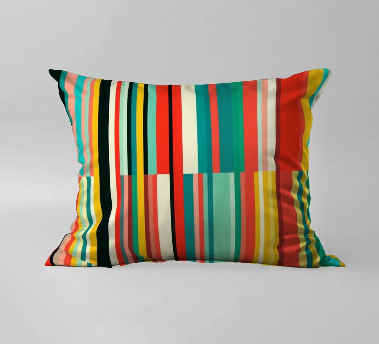 Codice a barre retrò e motivo astratto a strisce Op-Art cuscino da Autofocus