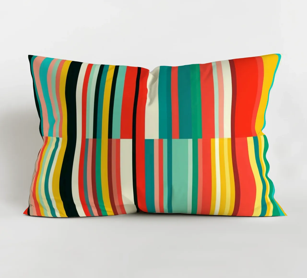 Codice a barre retrò e motivo astratto a strisce Op-Art cuscino da Autofocus