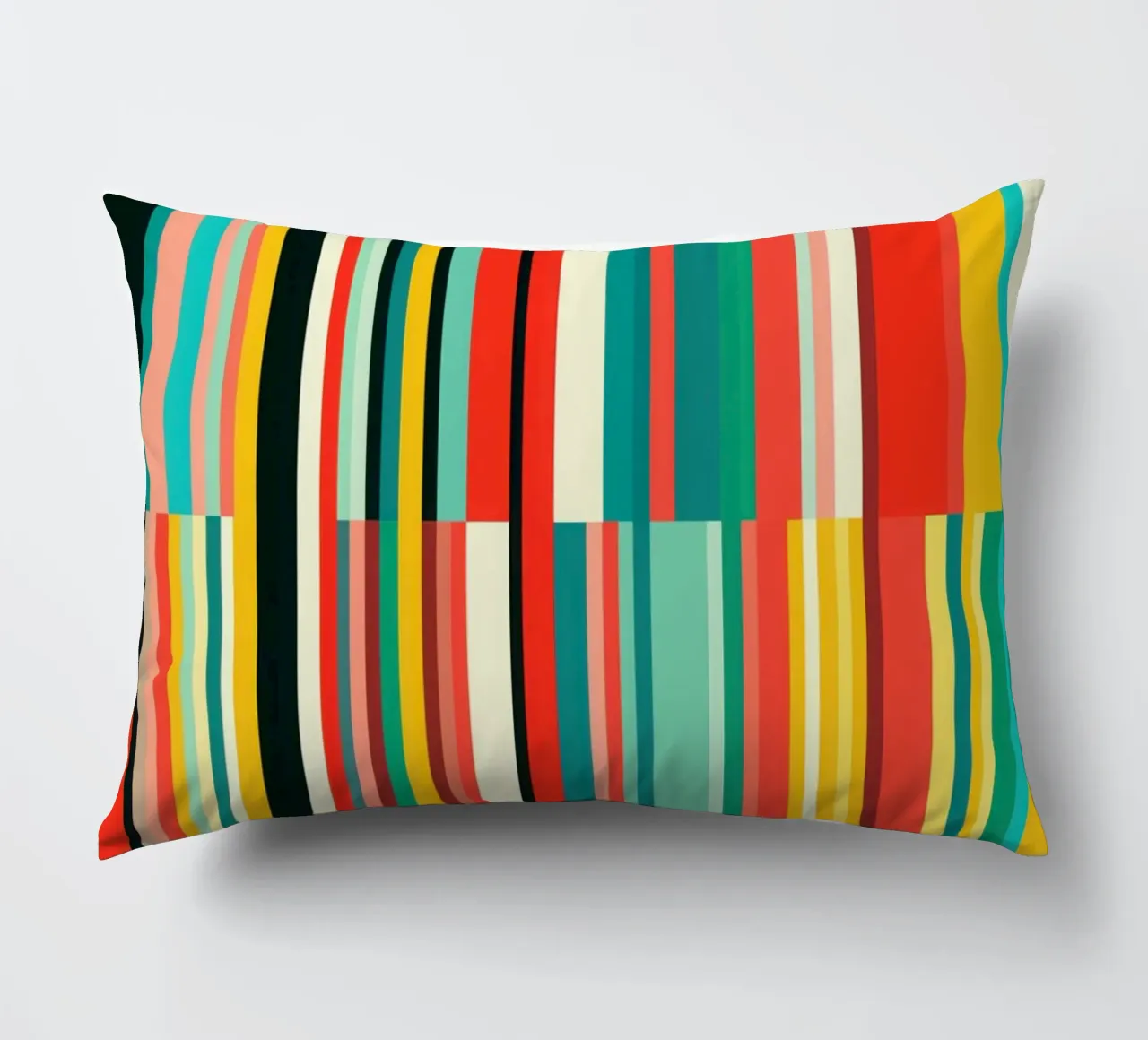 Codice a barre retrò e motivo astratto a strisce Op-Art cuscino da Autofocus