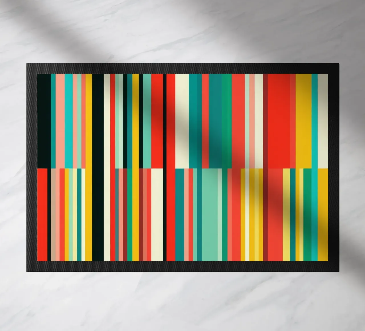 Code-barres rétro | Motif abstrait à rayures Op-Art paillasson de Autofocus