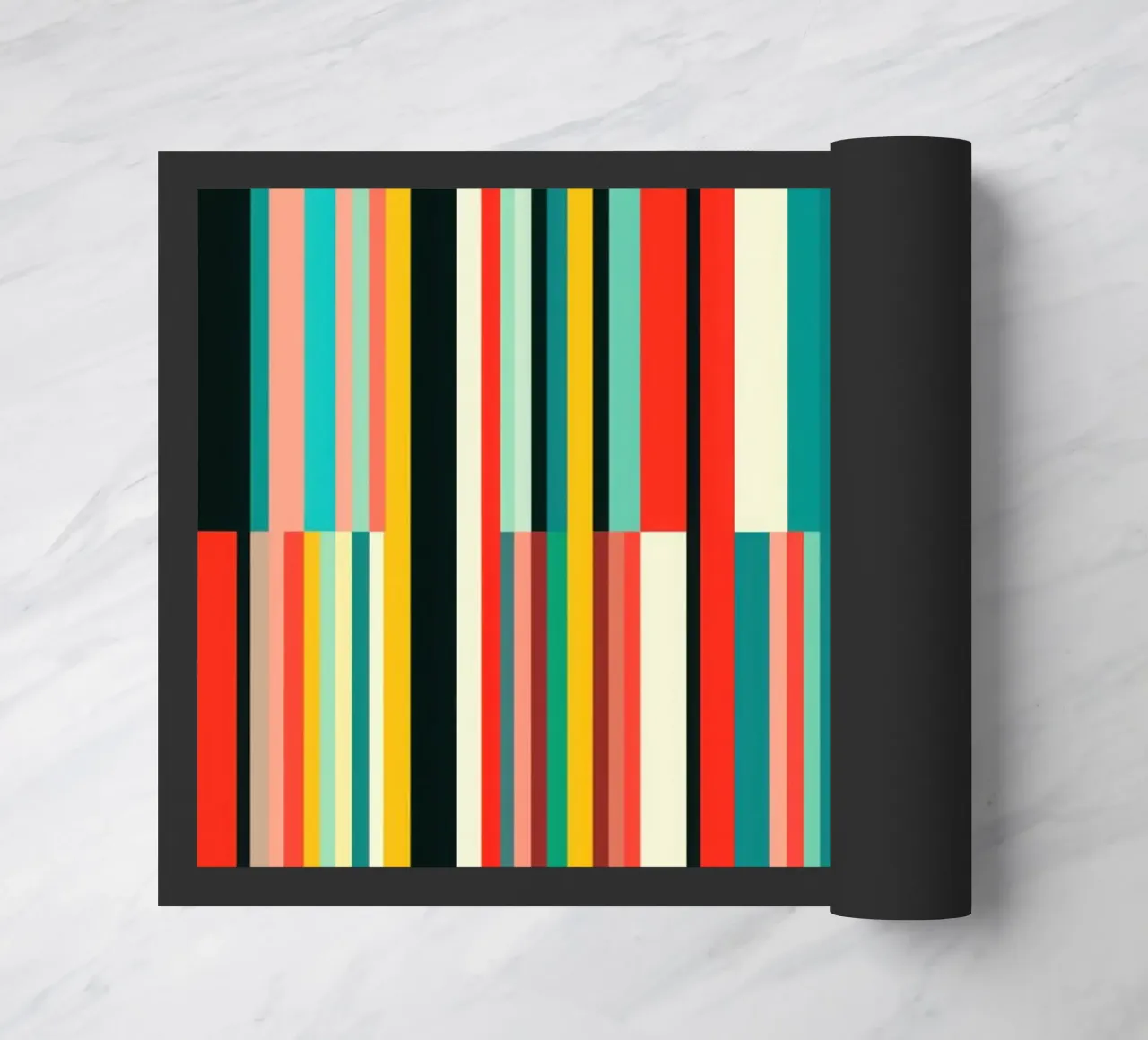 Code-barres rétro | Motif abstrait à rayures Op-Art paillasson de Autofocus