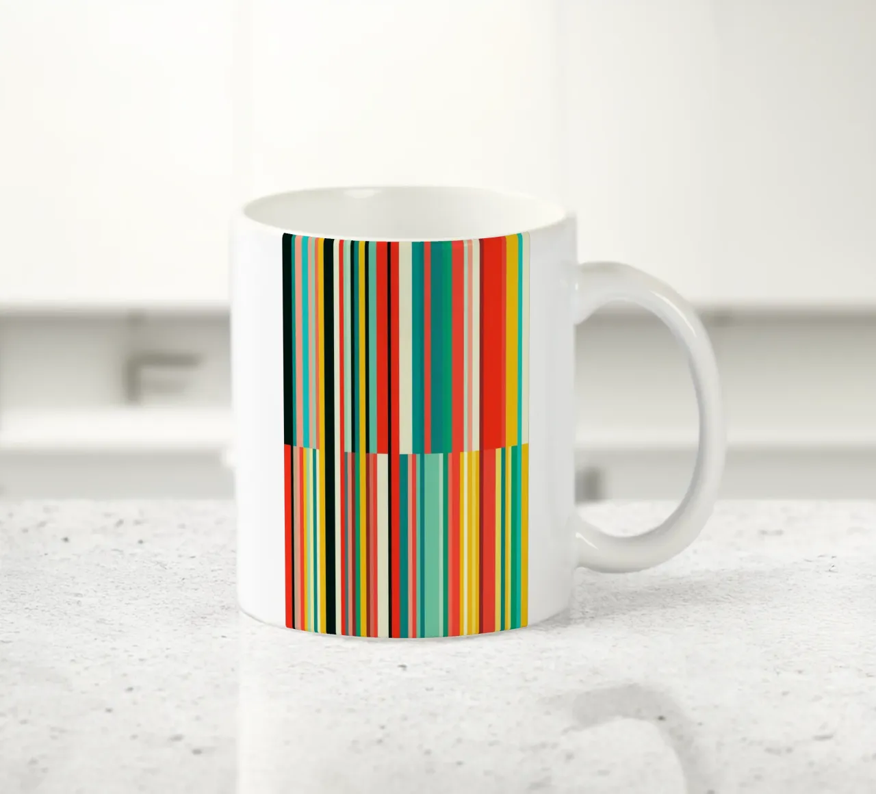 Codice a barre retrò e motivo astratto a strisce Op-Art tazza in ceramica da Autofocus