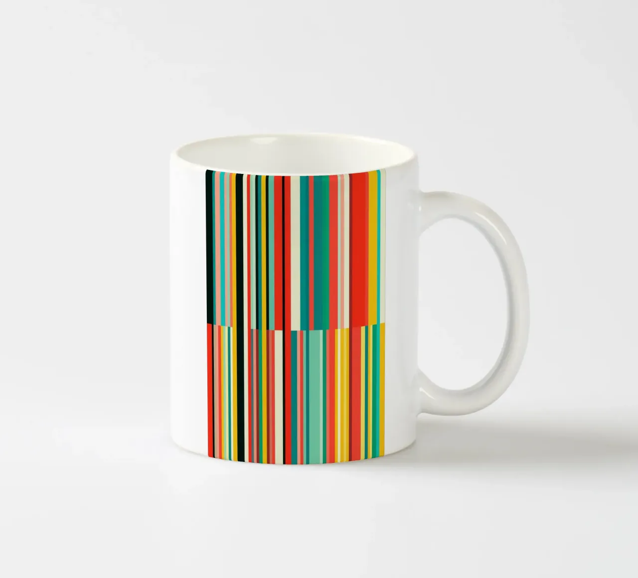 Codice a barre retrò e motivo astratto a strisce Op-Art tazza in ceramica da Autofocus