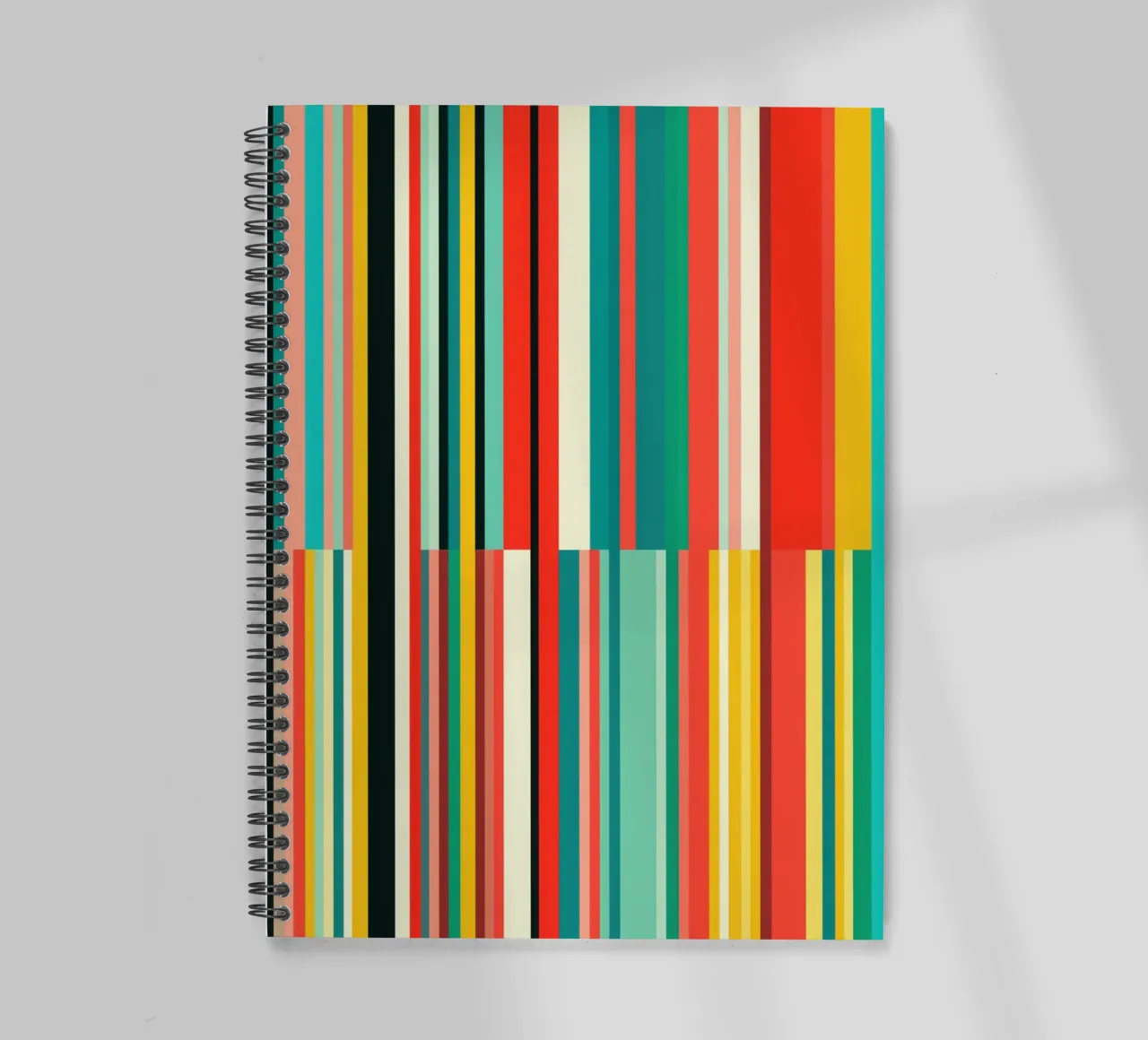 Code-barres rétro | Motif abstrait à rayures Op-Art carnet à spirale de Autofocus
