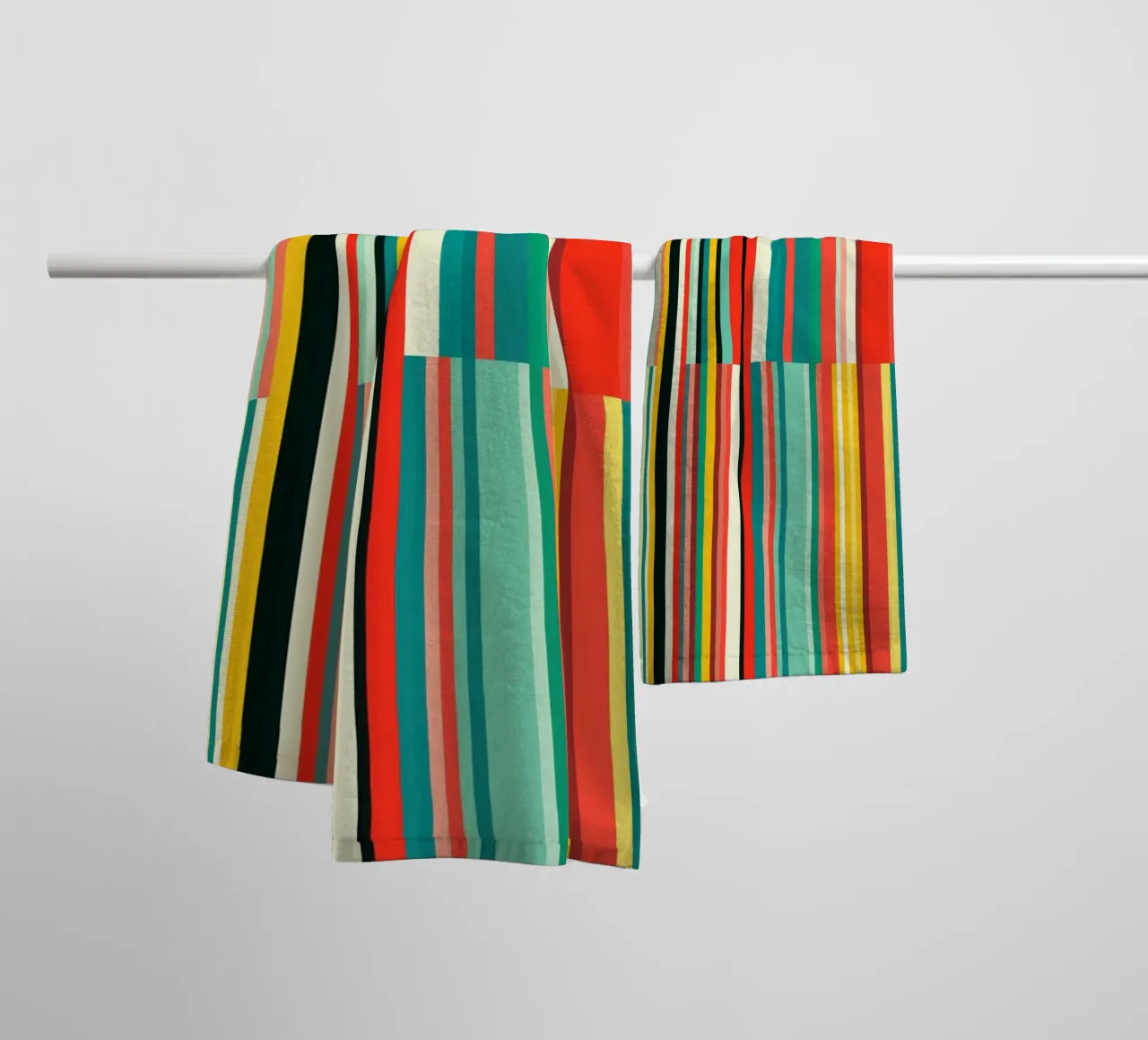 Code-barres rétro | Motif abstrait à rayures Op-Art serviette de bain de Autofocus