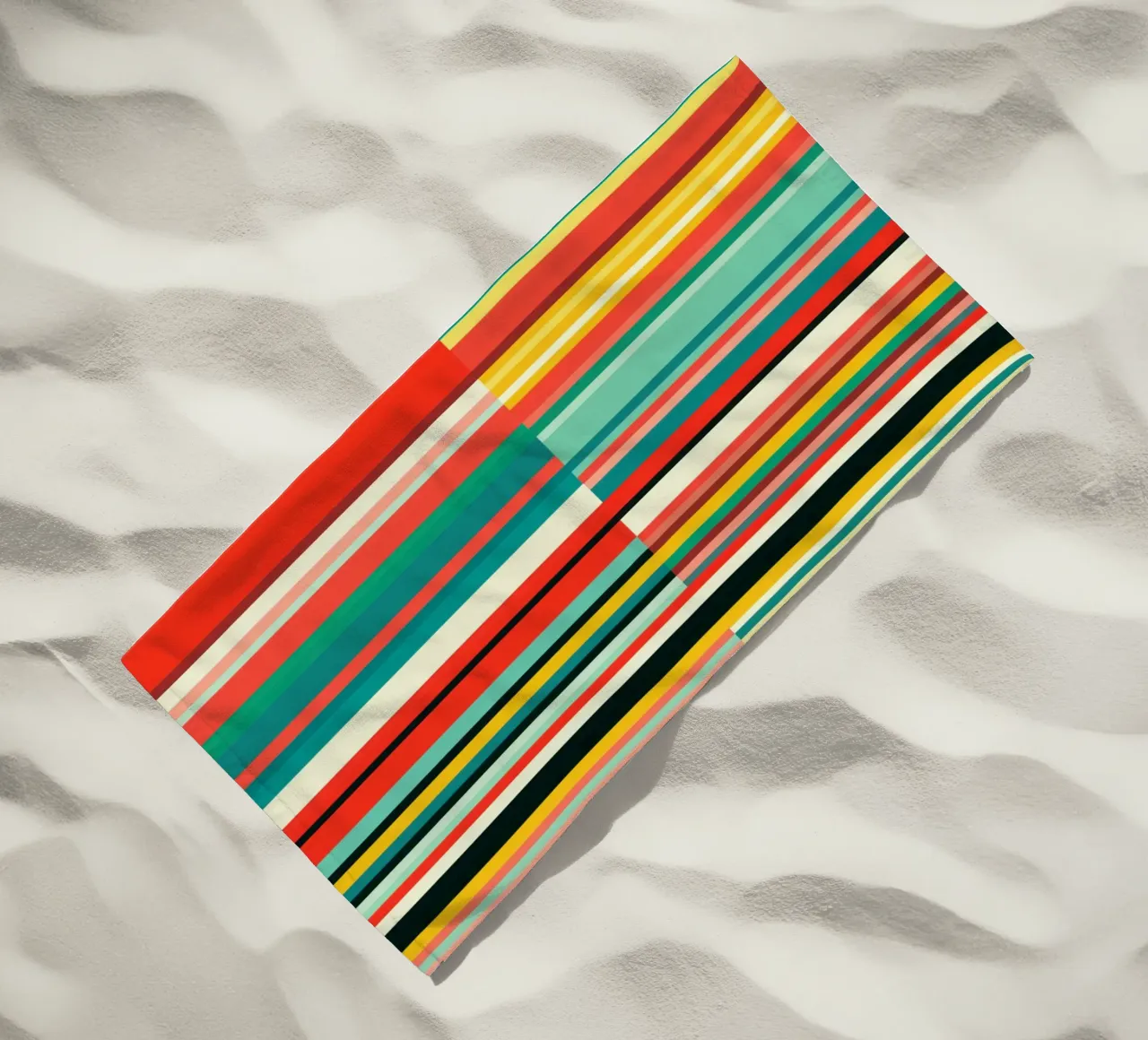 Code-barres rétro | Motif abstrait à rayures Op-Art serviette de plage de Autofocus
