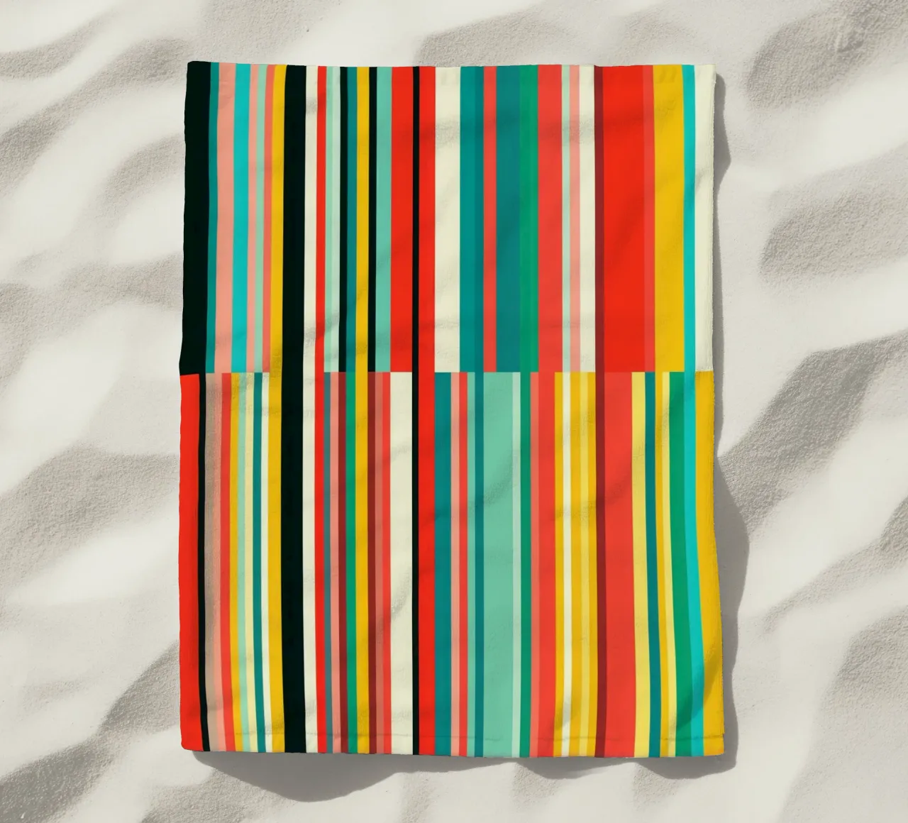 Code-barres rétro | Motif abstrait à rayures Op-Art serviette de plage de Autofocus