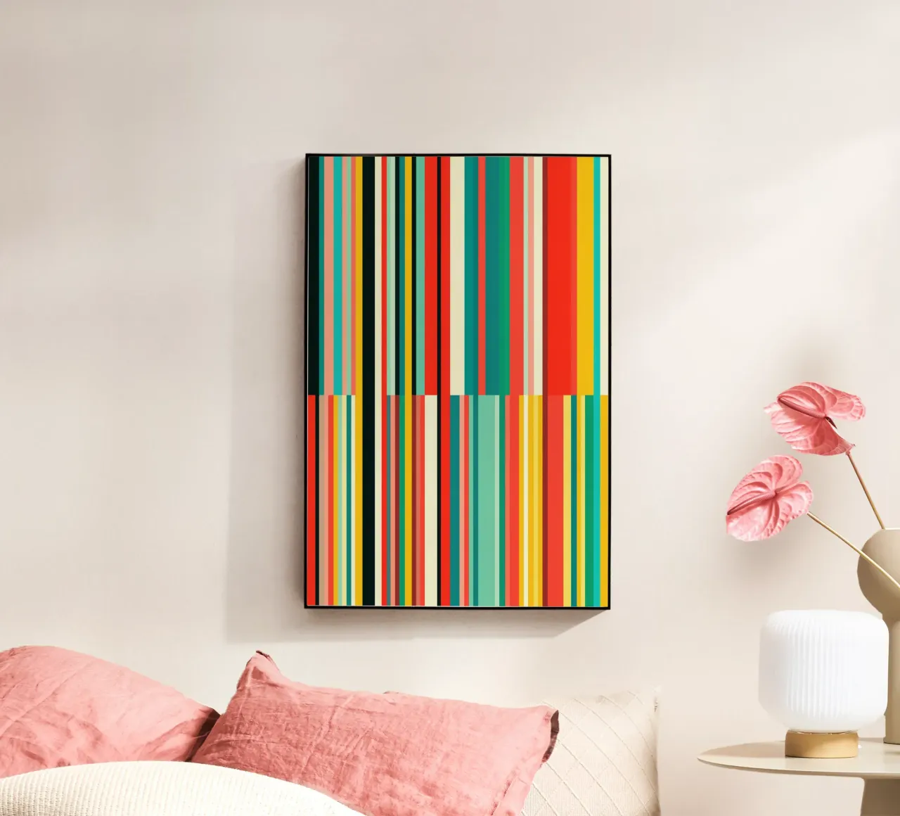 Codice a barre retrò e motivo astratto a strisce Op-Art plexiglass da Autofocus