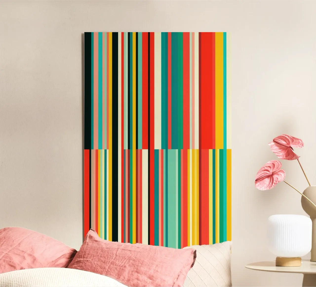 Código de barras retro | Rayas abstractas Op-Art aluminio dibond de Autofocus