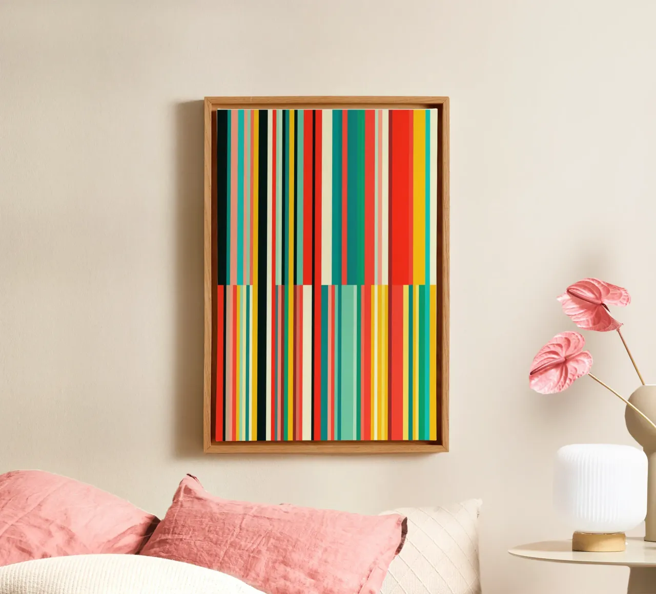 Codice a barre retrò e motivo astratto a strisce Op-Art tela da Autofocus
