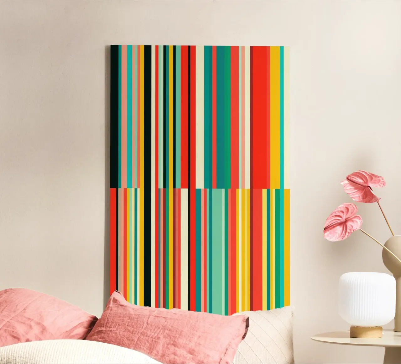 Codice a barre retrò e motivo astratto a strisce Op-Art tela da Autofocus