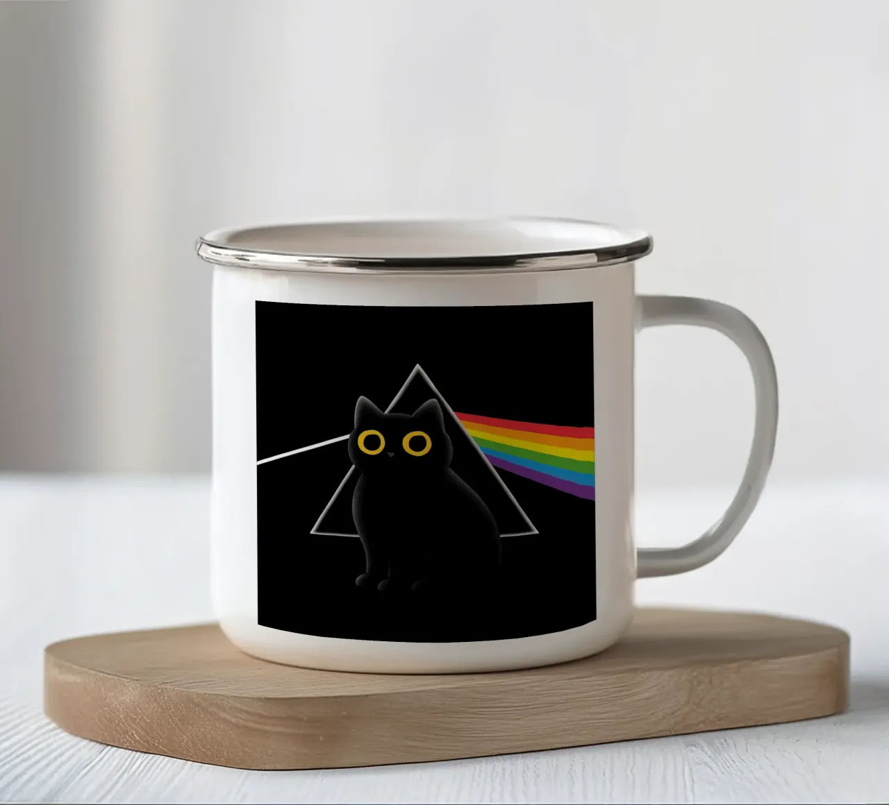 gatto fluttuante tazza in smalto da 🎁 NOBELART