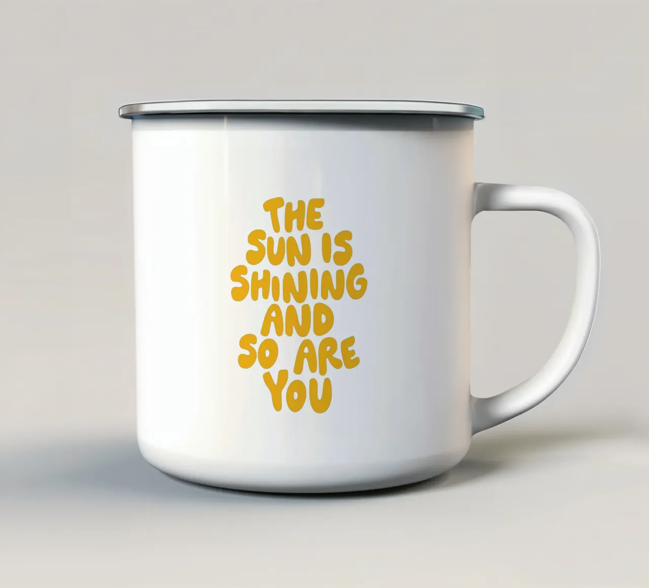 Il sole splende e anche voi tazza in smalto da THE MOTIVATED TYPE